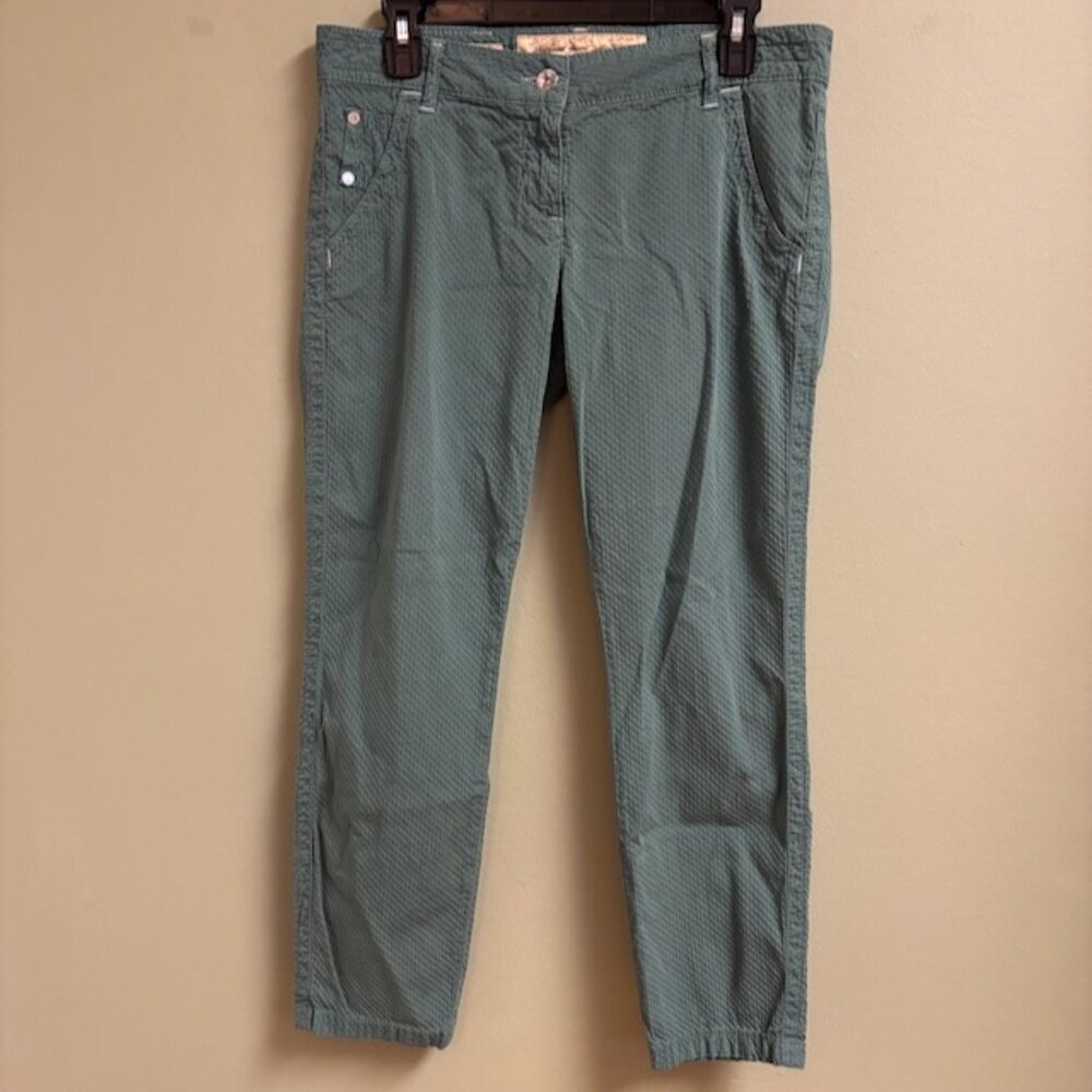 Jacob Cohen Womens Pants Size 30 Green Handmade Italy Textured Lightweight